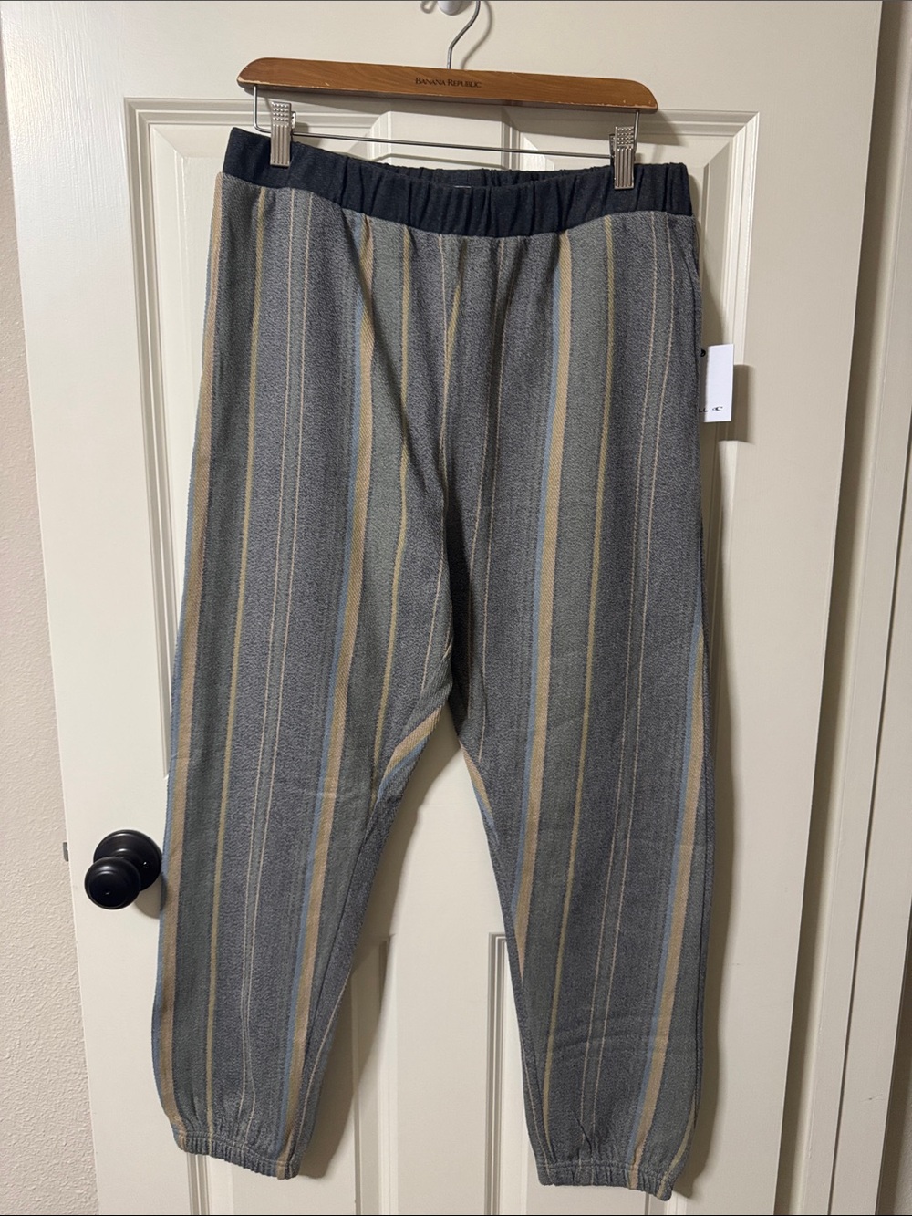 O'Neill Women's Striped Jogger Pants in Gray & Tan